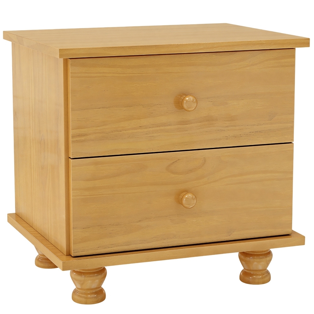 Mesa de Cabeceira Quarto 55cm 2 Gavetas Madeira Maciça Conor Mel B11 - Mpozenato