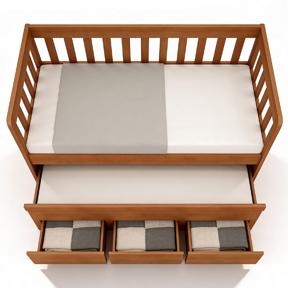 Cama Solteiro Com Auxiliar 188x88cm 3 Gavetas Orien Avelã B11 - Mpozenato
