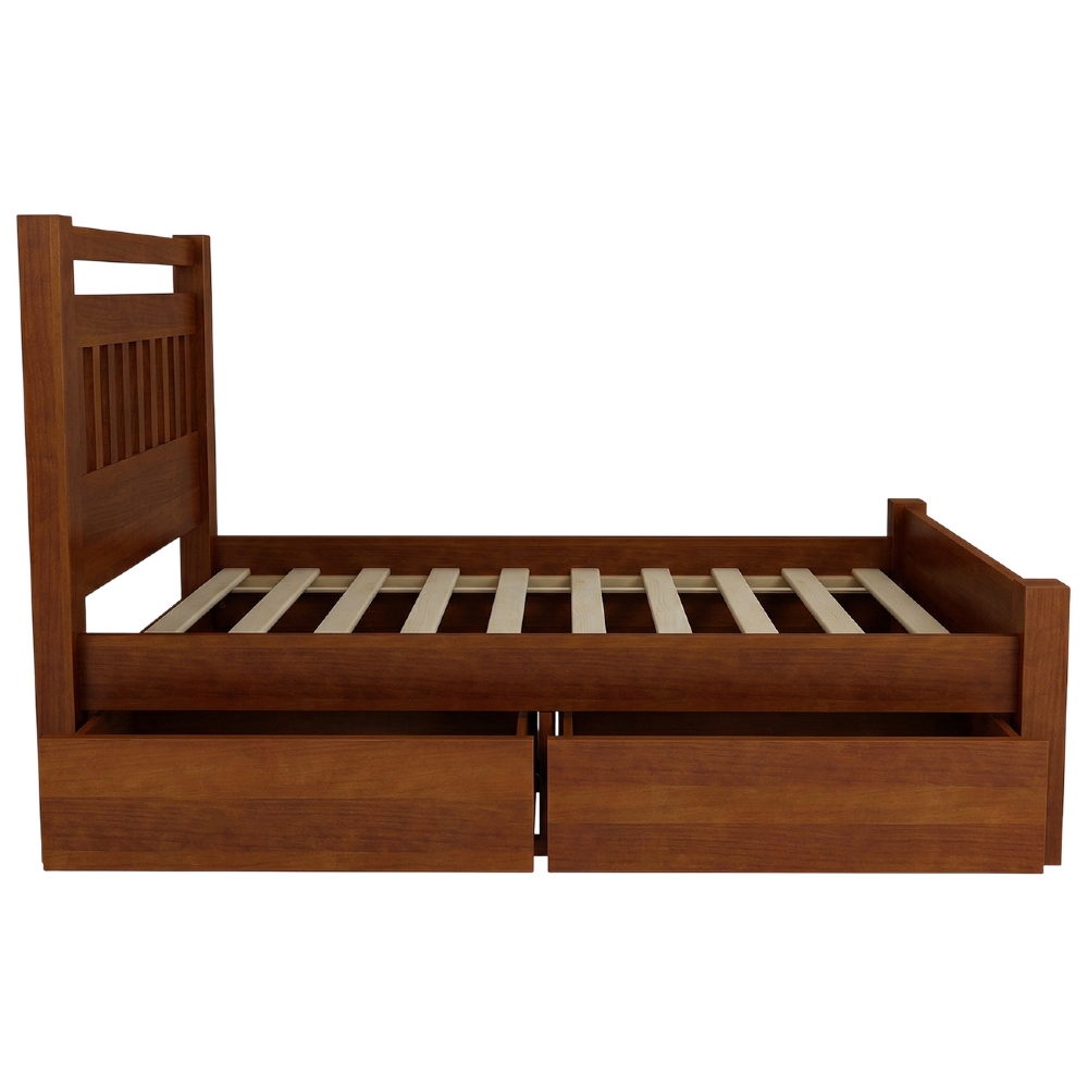 Cama Casal Queen 160cm 2 Gavetas Madeira Maciça Orlex Avelã B11 - Mpozenato