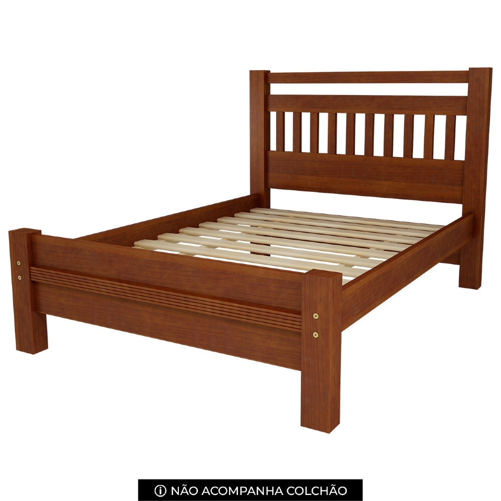 Cama Casal Queen 160cm Madeira Maciça Orlex Avelã B11 - Mpozenato