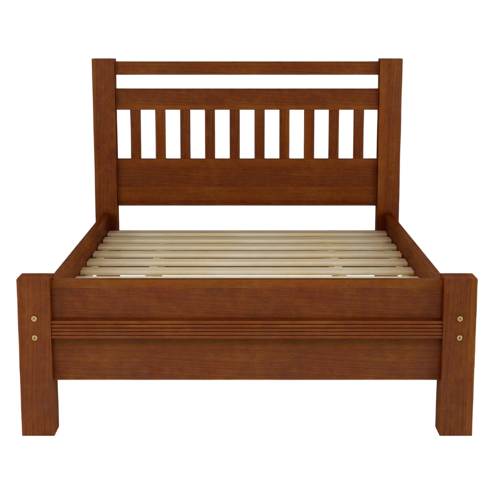 Cama Casal Queen 160cm Madeira Maciça Orlex Avelã B11 - Mpozenato