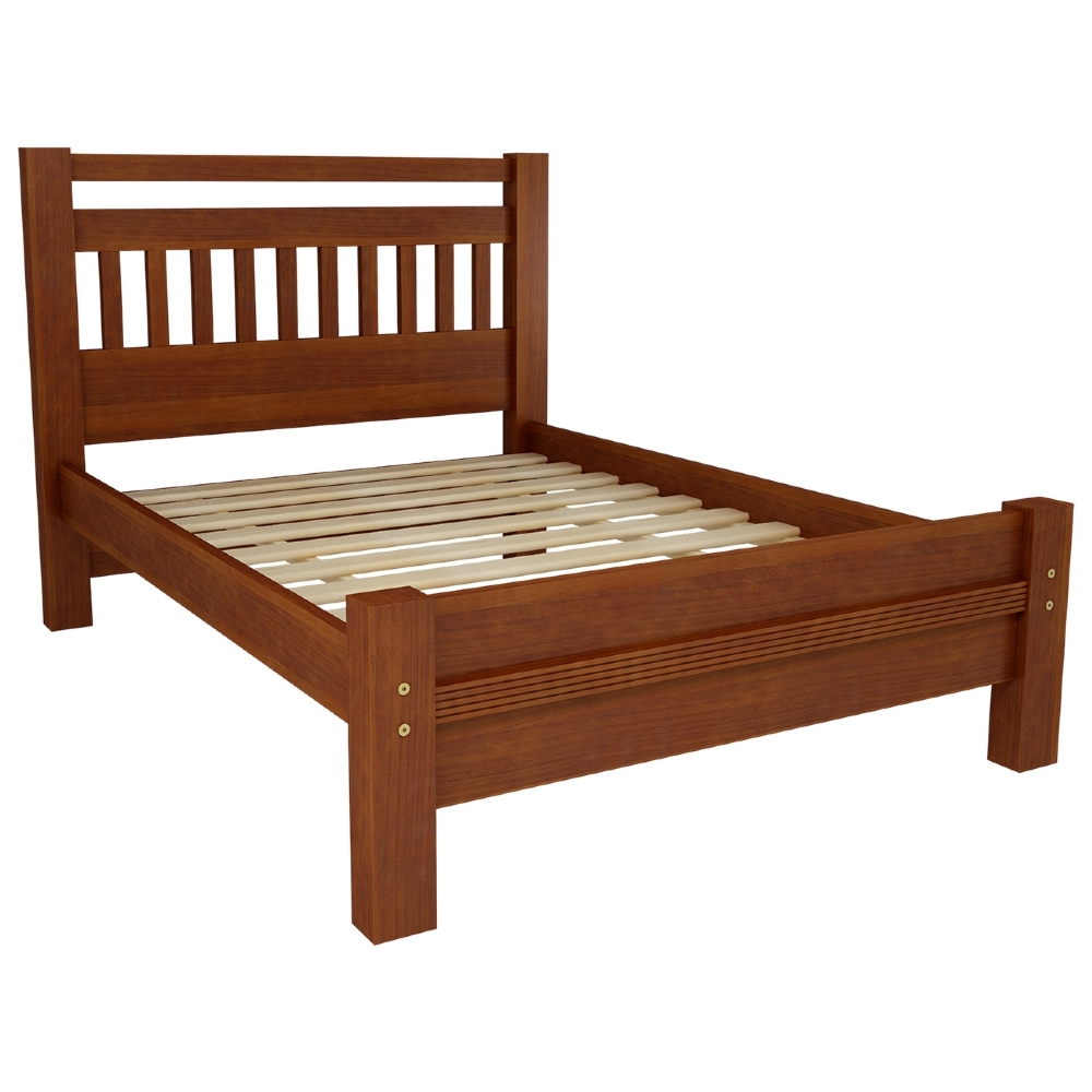 Cama Casal Queen 160cm Madeira Maciça Orlex Avelã B11 - Mpozenato
