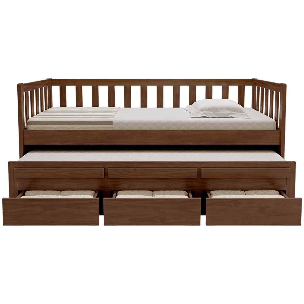 Cama Solteiro Com Auxiliar 188x88cm 3 Gavetas Milo Castanho B11 - Mpozenato