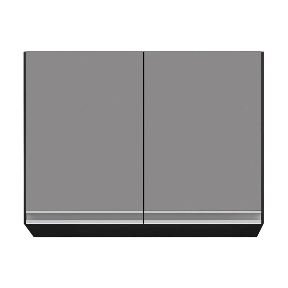 Armário de Cozinha Modulado de Canto 7 Peças CP24 com Pia Inox Preto/Cinza - Lumil