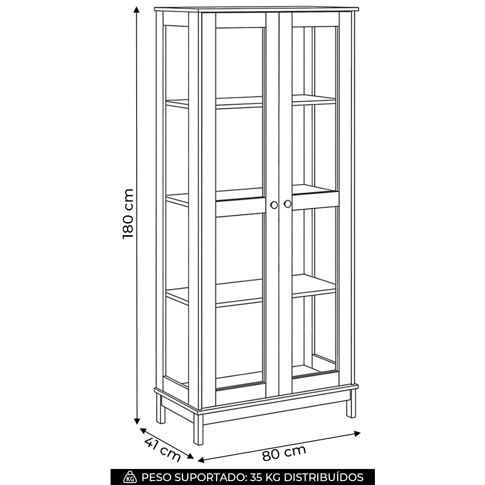 Cristaleira Porta de Vidro 80cm 1 Gaveta Madeira Maciça Vitalis Freijó F07 - Mpozenato