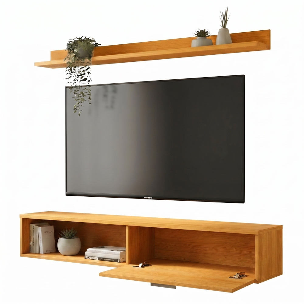 Rack TV 55 Pol. Suspenso 136cm 1 Porta Lila Cinamomo Z49  - Mpozenato