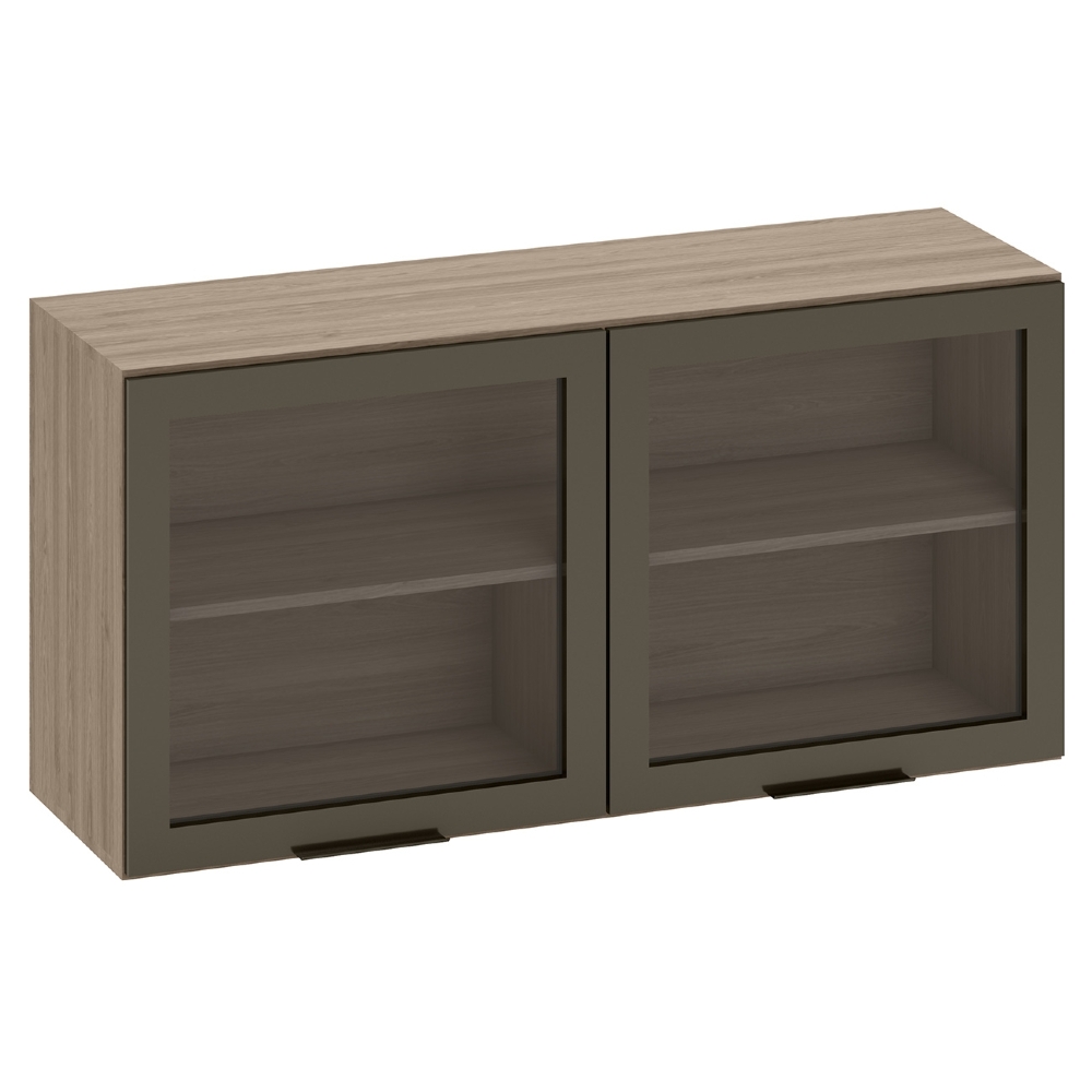 Armário Aéreo 120cm 2 Portas de Vidro Grace Carvalho Oak Z44 - Mpozenato