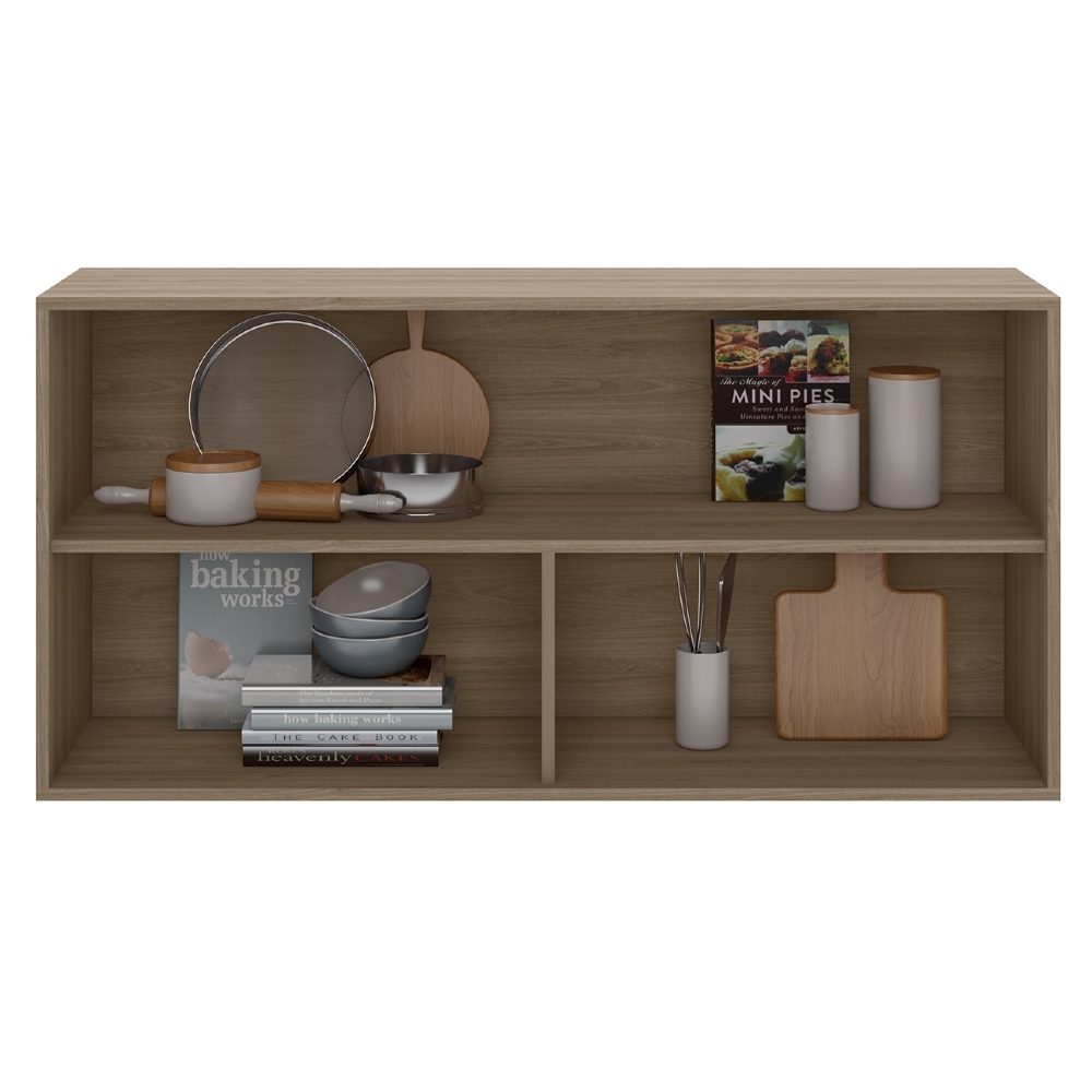 Armário Aéreo 120cm 2 Portas de Vidro Grace Carvalho Oak Z44 - Mpozenato