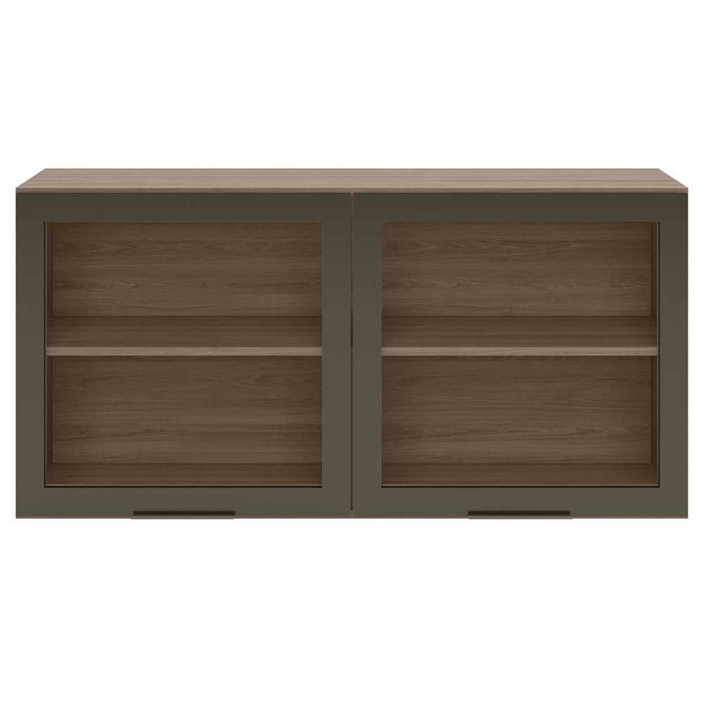 Armário Aéreo 120cm 2 Portas de Vidro Grace Carvalho Oak Z44 - Mpozenato