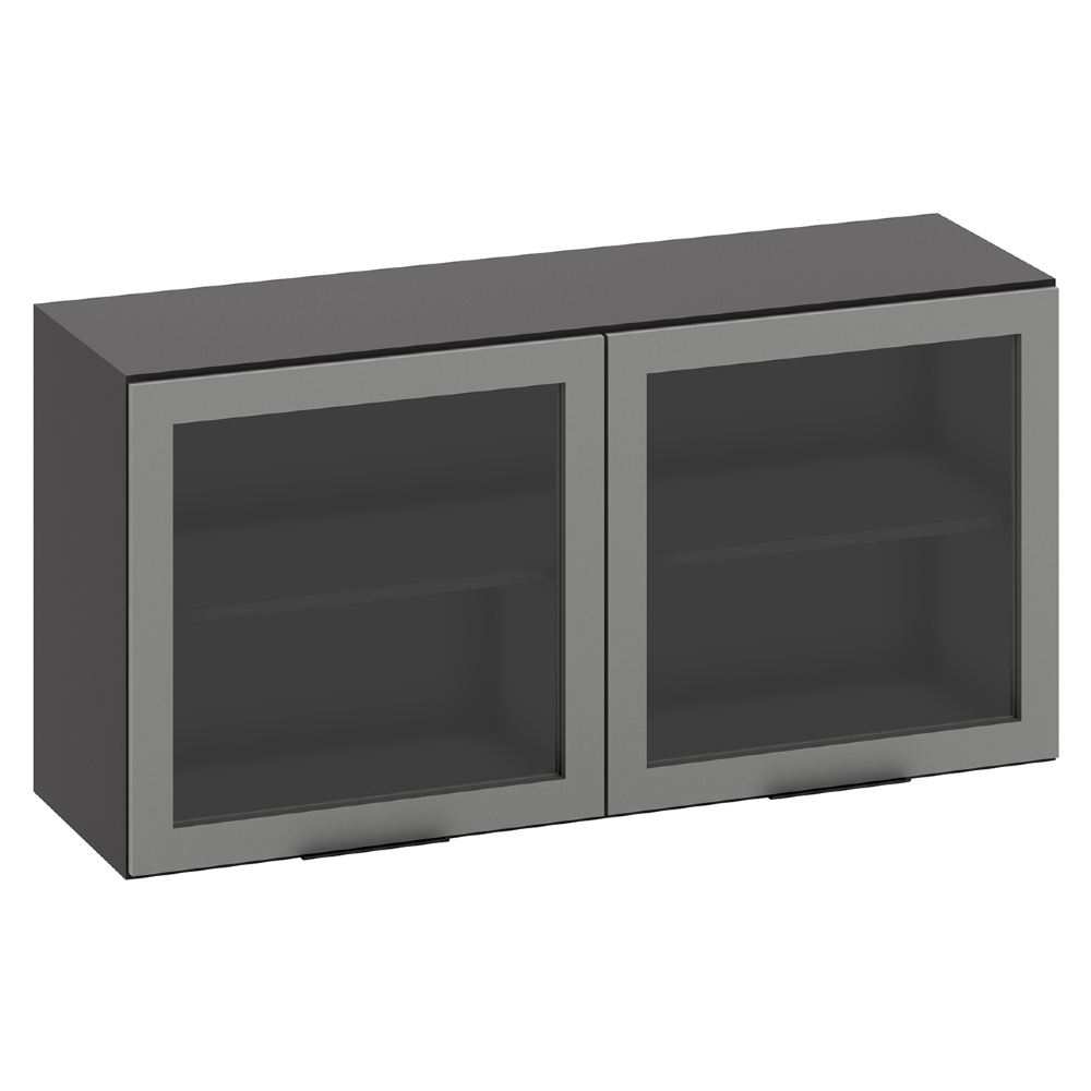 Armário Aéreo 120cm 2 Portas de Vidro Grace Grafite Z44     - Mpozenato
