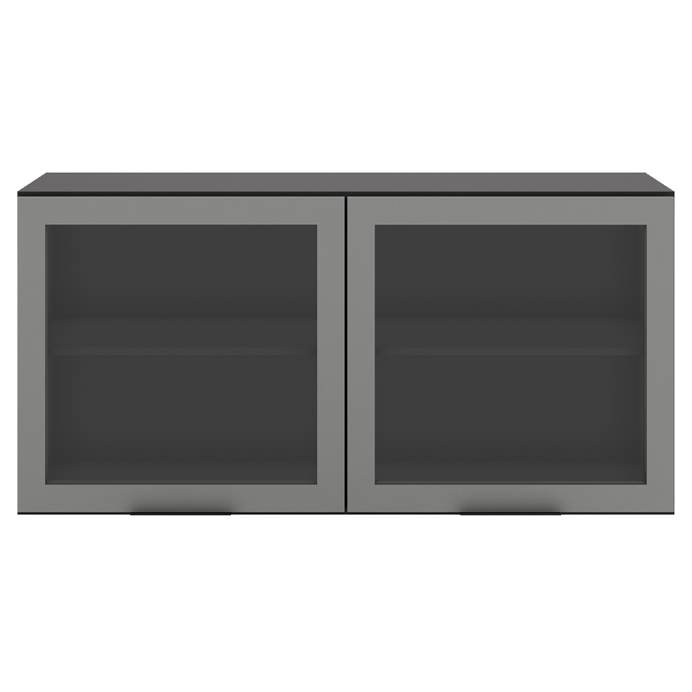 Armário Aéreo 120cm 2 Portas de Vidro Grace Grafite Z44     - Mpozenato