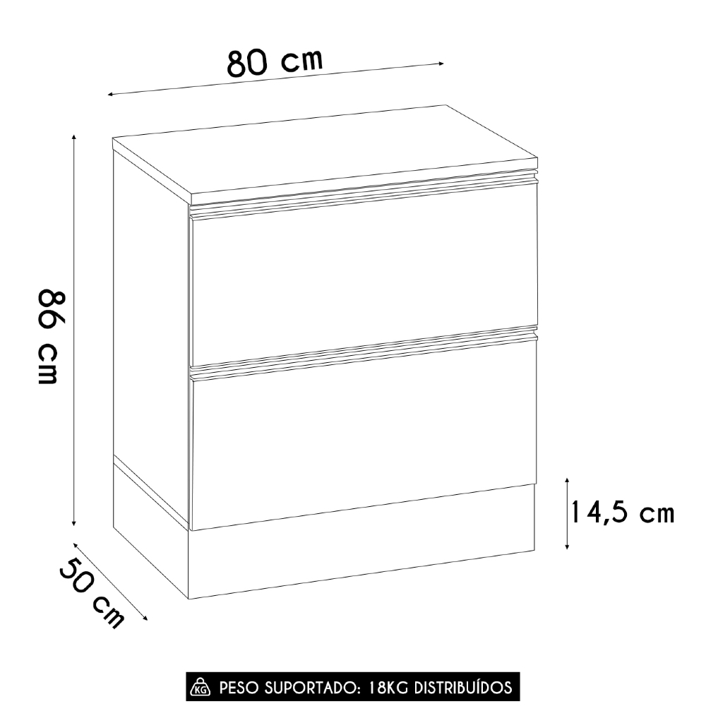 Balcão de Cozinha Cooktop 80cm Grace Carvalho Oak/Off White Z44 - Mpozenato