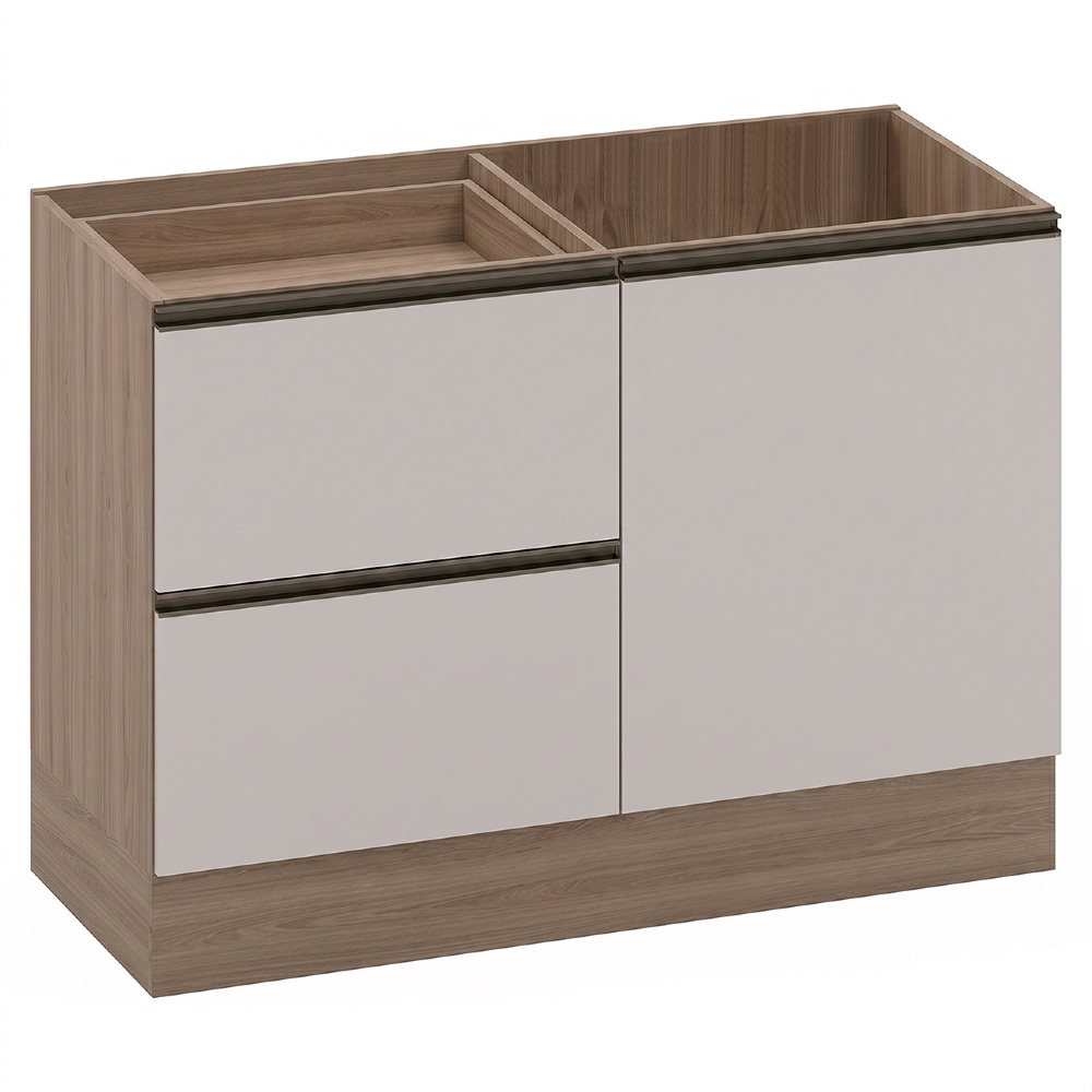 Balcão de Cozinha Para Pia 120cm Grace Carvalho Oak/Off White Z44 - Mpozenato