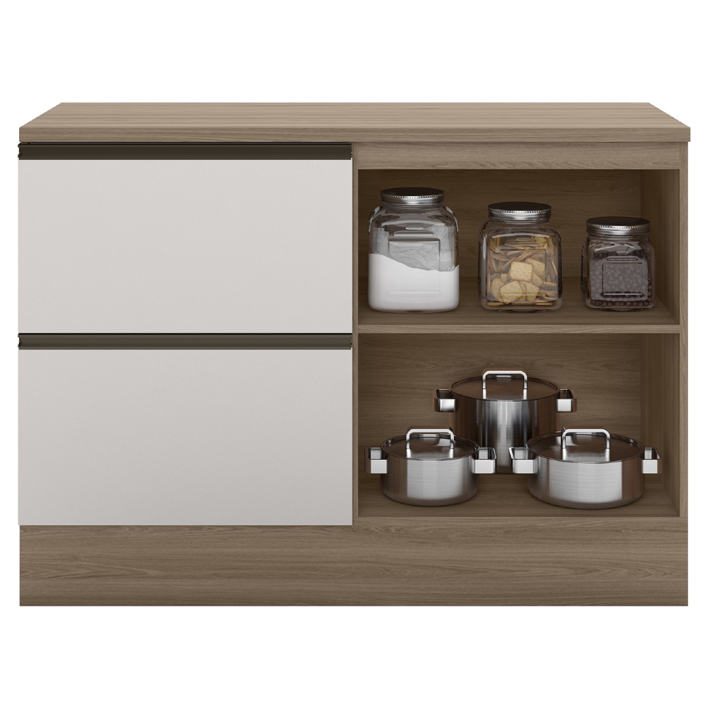 Balcão de Cozinha e Tampo 120cm Grace Carvalho Oak/Off White Z44 - Mpozenato