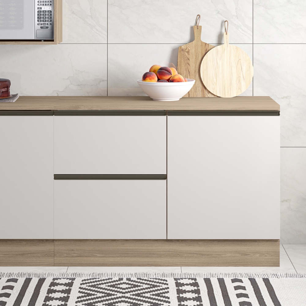 Balcão de Cozinha e Tampo 120cm Grace Carvalho Oak/Off White Z44 - Mpozenato