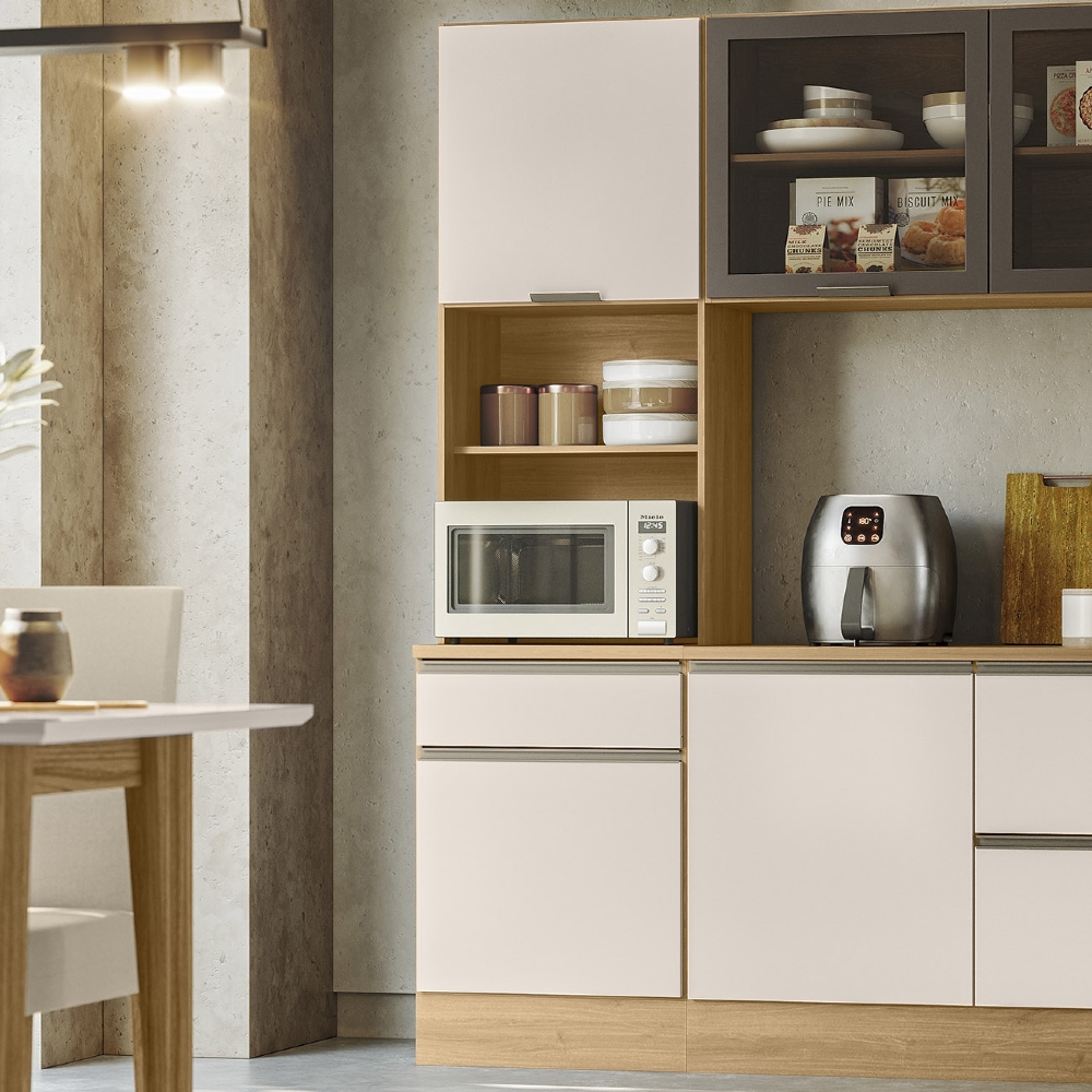 Paneleiro Cozinha Torre Quente Grace Carvalho Oak/Off White Z44 - Mpozenato