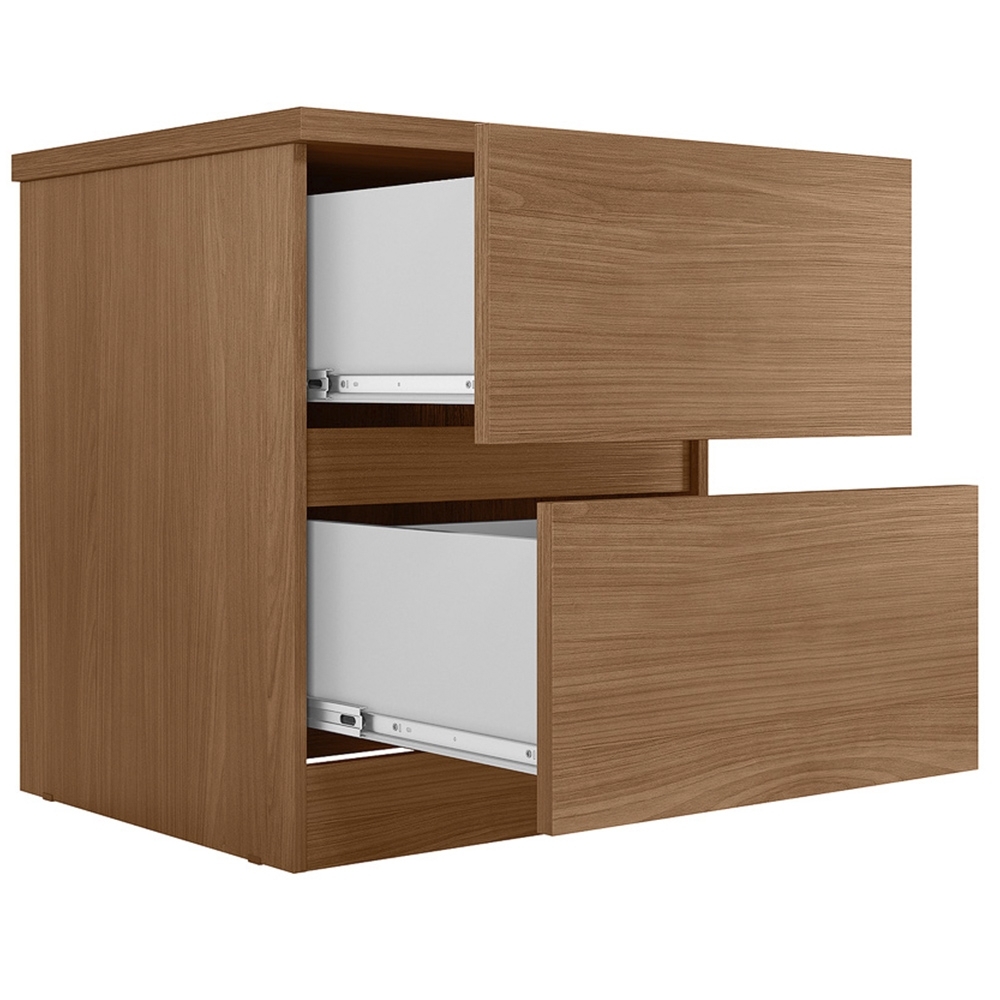 Mesa Cabeceira Quarto 47cm 2 Gavetas Zari Jatobá S01 - Mpozenato