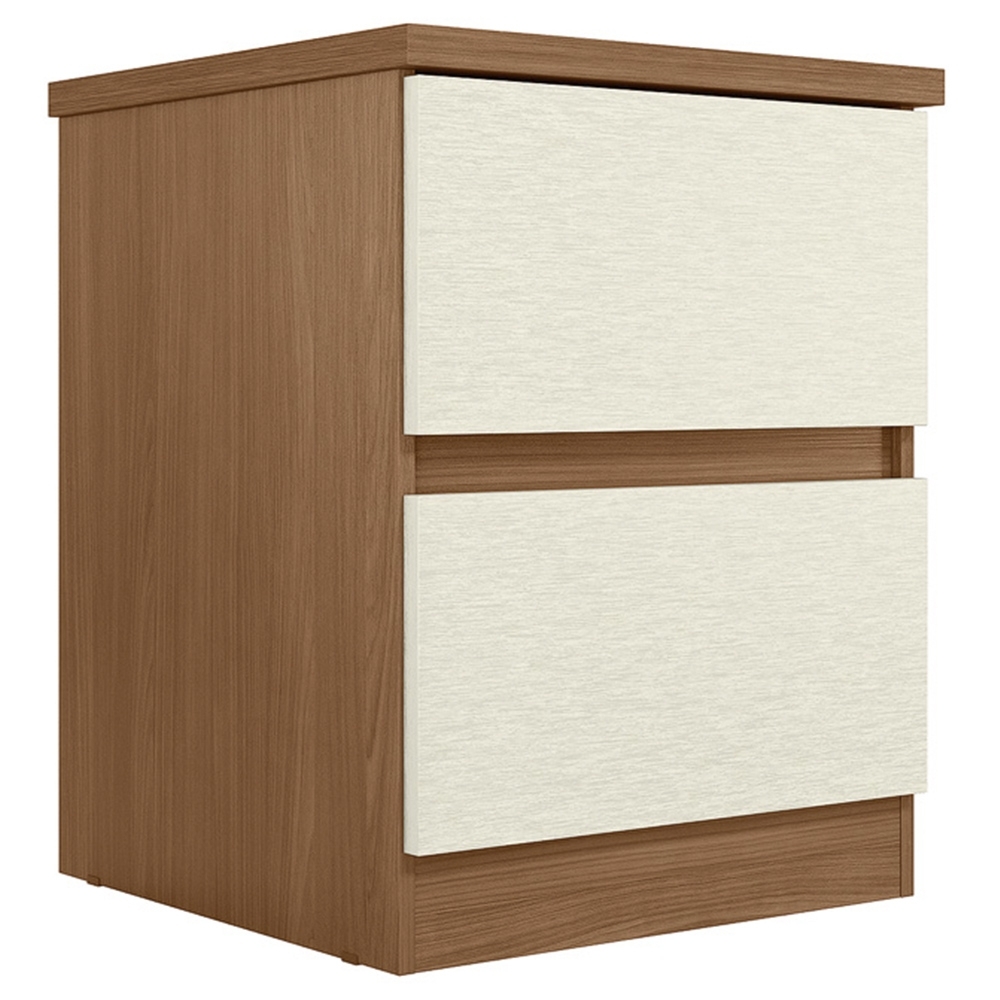 Mesa Cabeceira Quarto 47cm 2 Gavetas Zari Jatobá/Areia S01 - Mpozenato