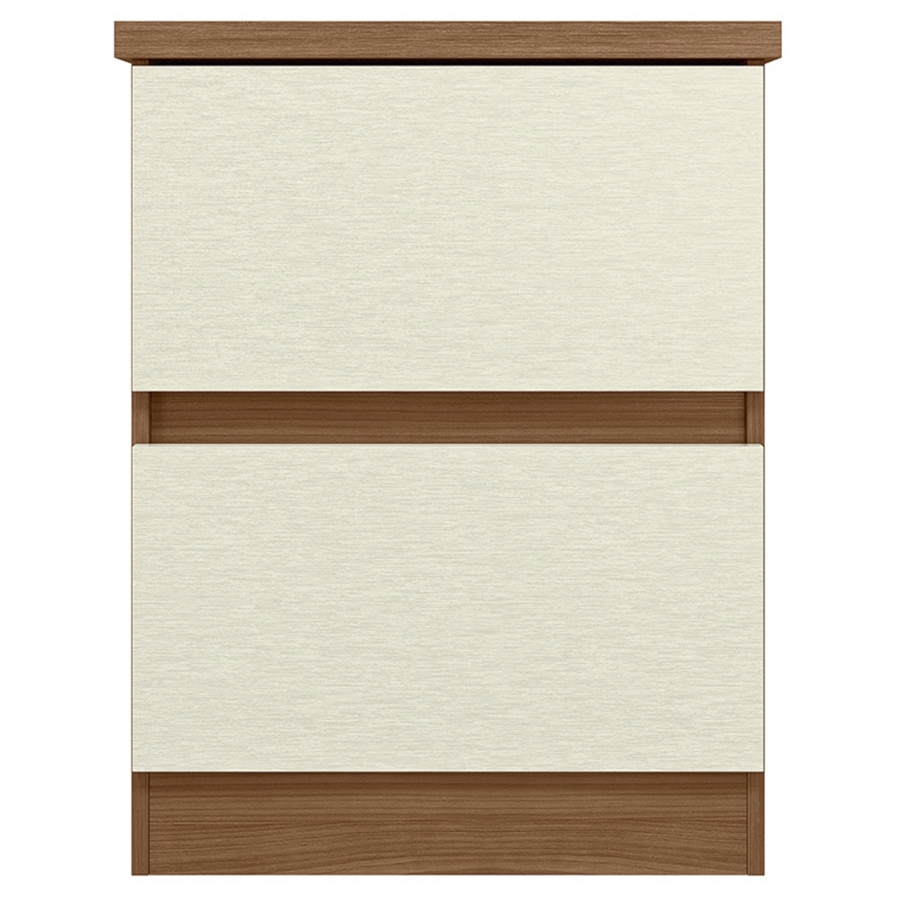 Mesa Cabeceira Quarto 47cm 2 Gavetas Zari Jatobá/Areia S01 - Mpozenato