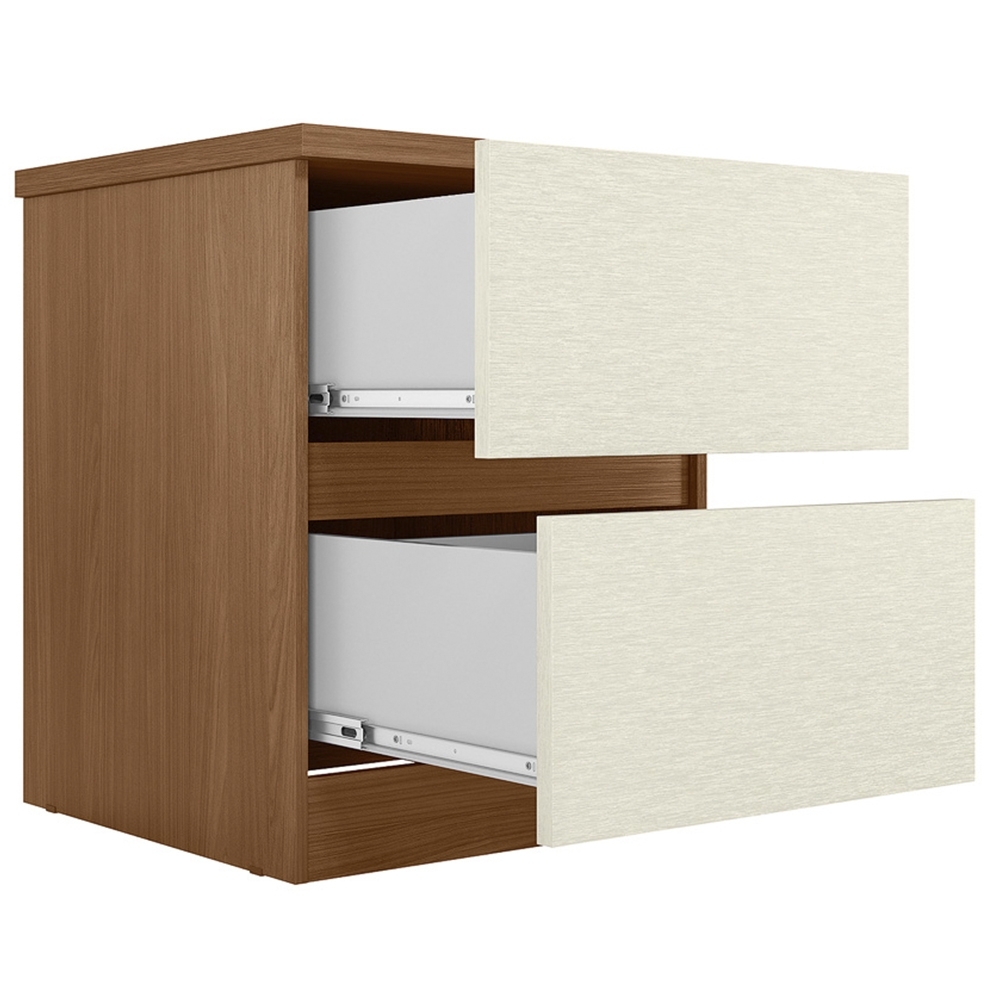 Mesa Cabeceira Quarto 47cm 2 Gavetas Zari Jatobá/Areia S01 - Mpozenato