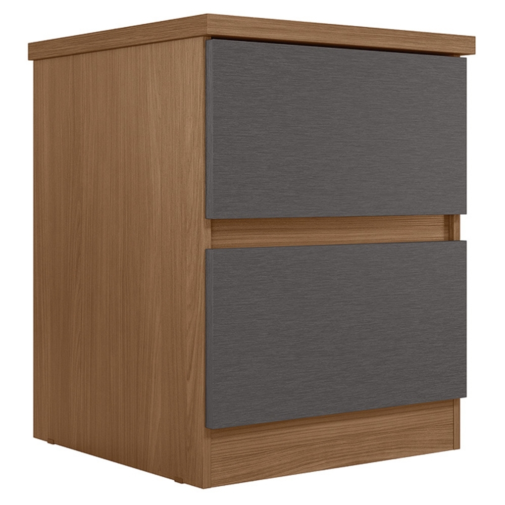 Mesa Cabeceira Quarto 47cm 2 Gavetas Zari Jatobá/Grafite S01 - Mpozenato