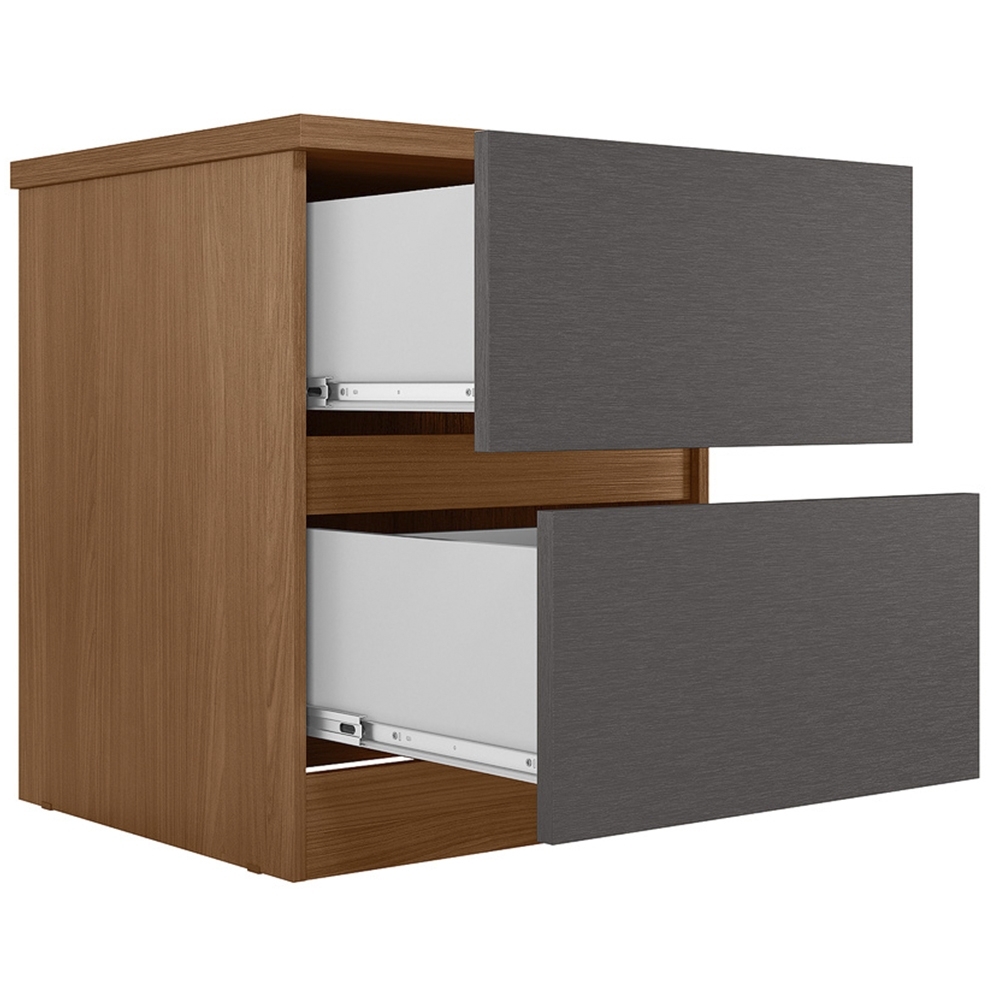 Mesa Cabeceira Quarto 47cm 2 Gavetas Zari Jatobá/Grafite S01 - Mpozenato