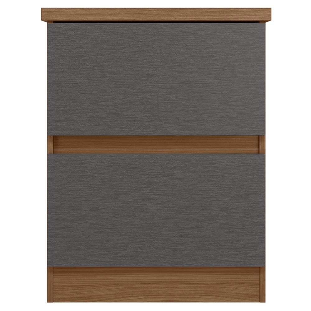 Mesa Cabeceira Quarto 47cm 2 Gavetas Zari Jatobá/Grafite S01 - Mpozenato