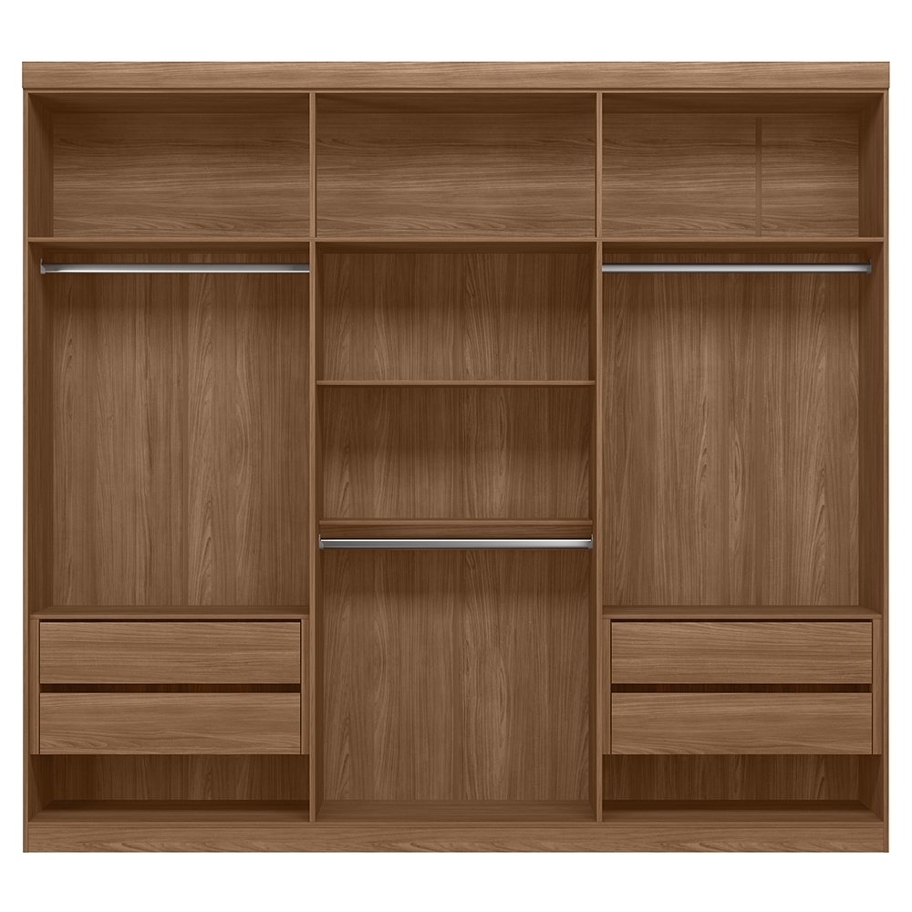 Guarda Roupa Casal 232cm 6 Portas 4 Gavetas Zain Jatobá S01 - Mpozenato