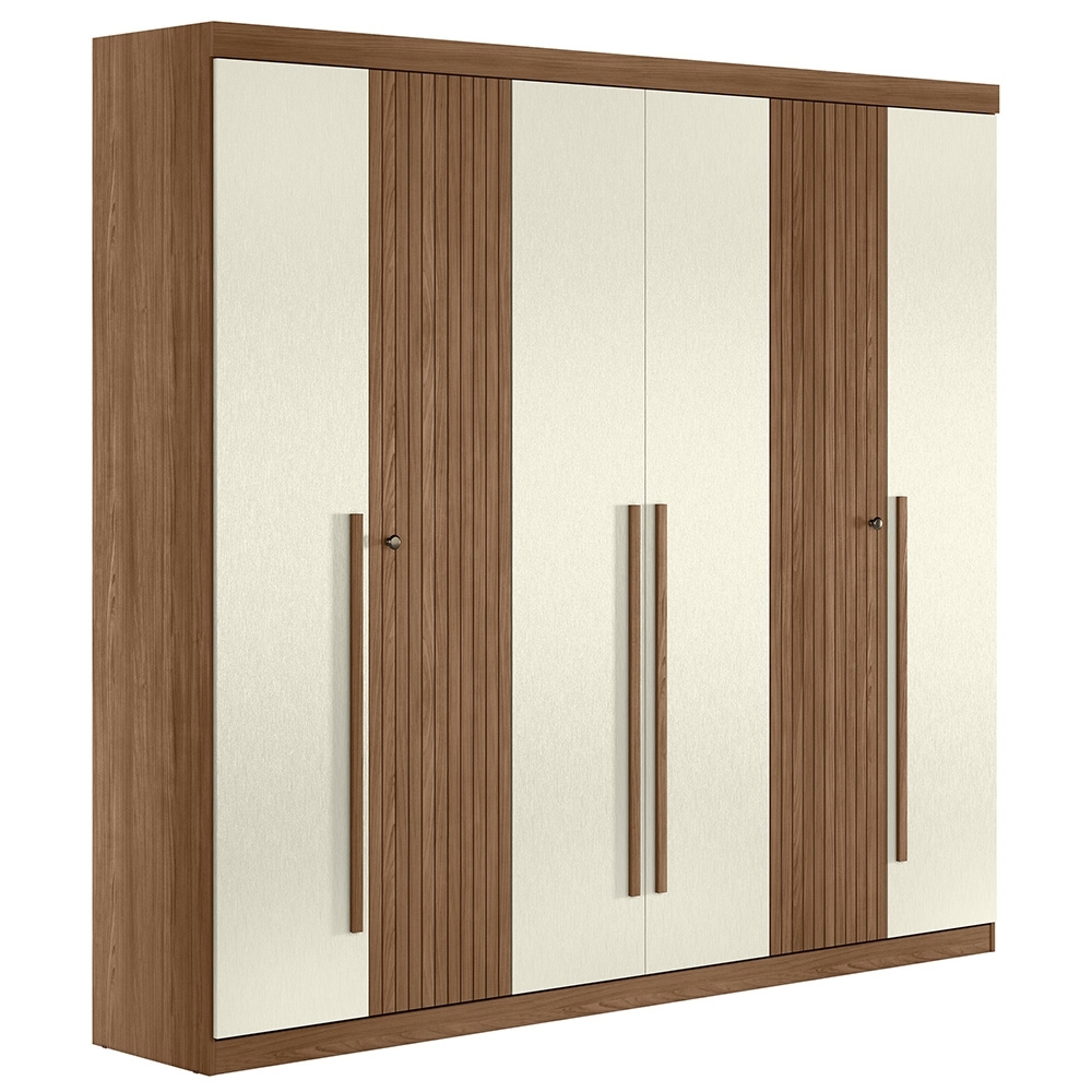 Guarda Roupa Casal 232cm 6 Portas 4 Gavetas Zain Jatobá/Areia S01 - Mpozenato