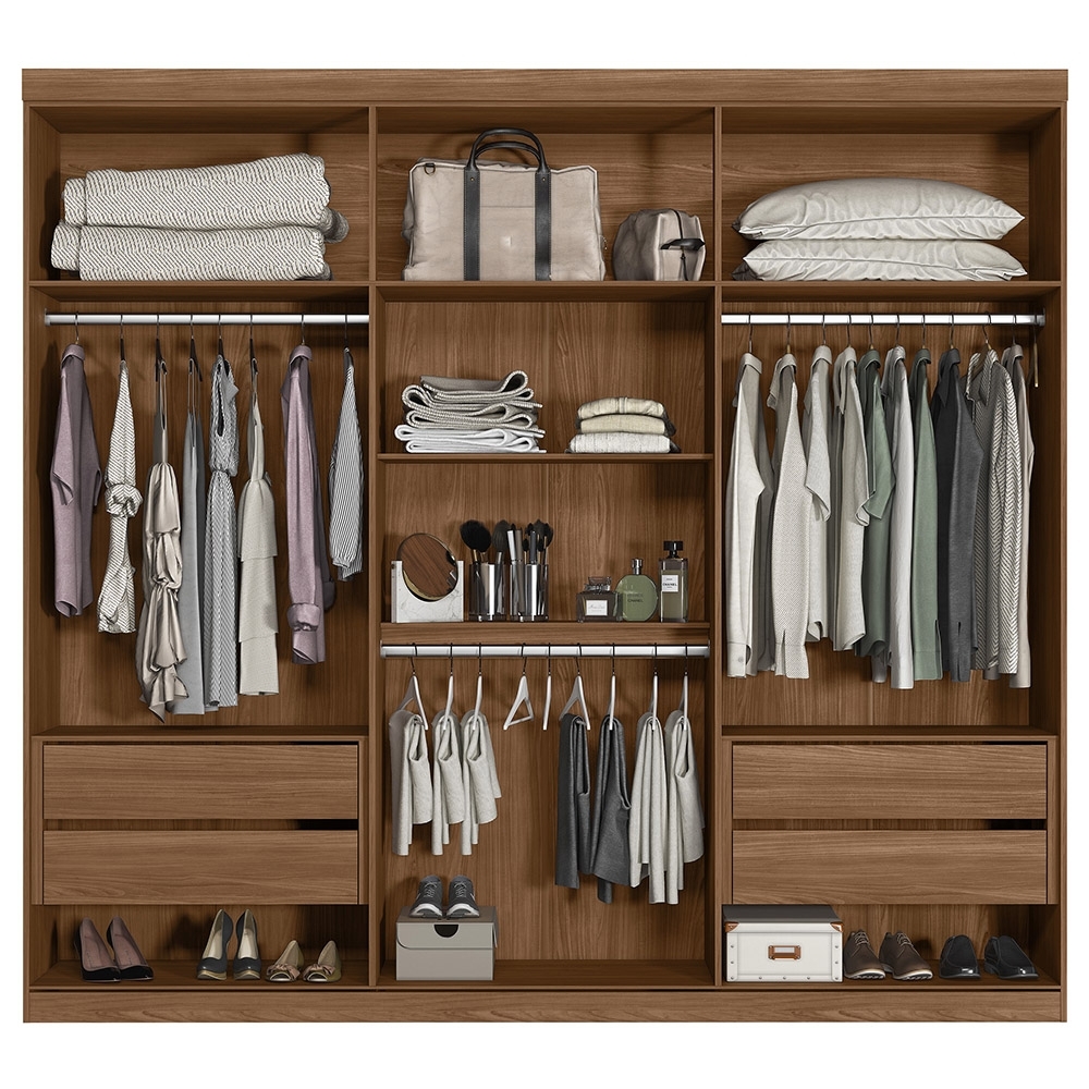 Guarda Roupa Casal 232cm 6 Portas 4 Gavetas Zain Jatobá/Areia S01 - Mpozenato