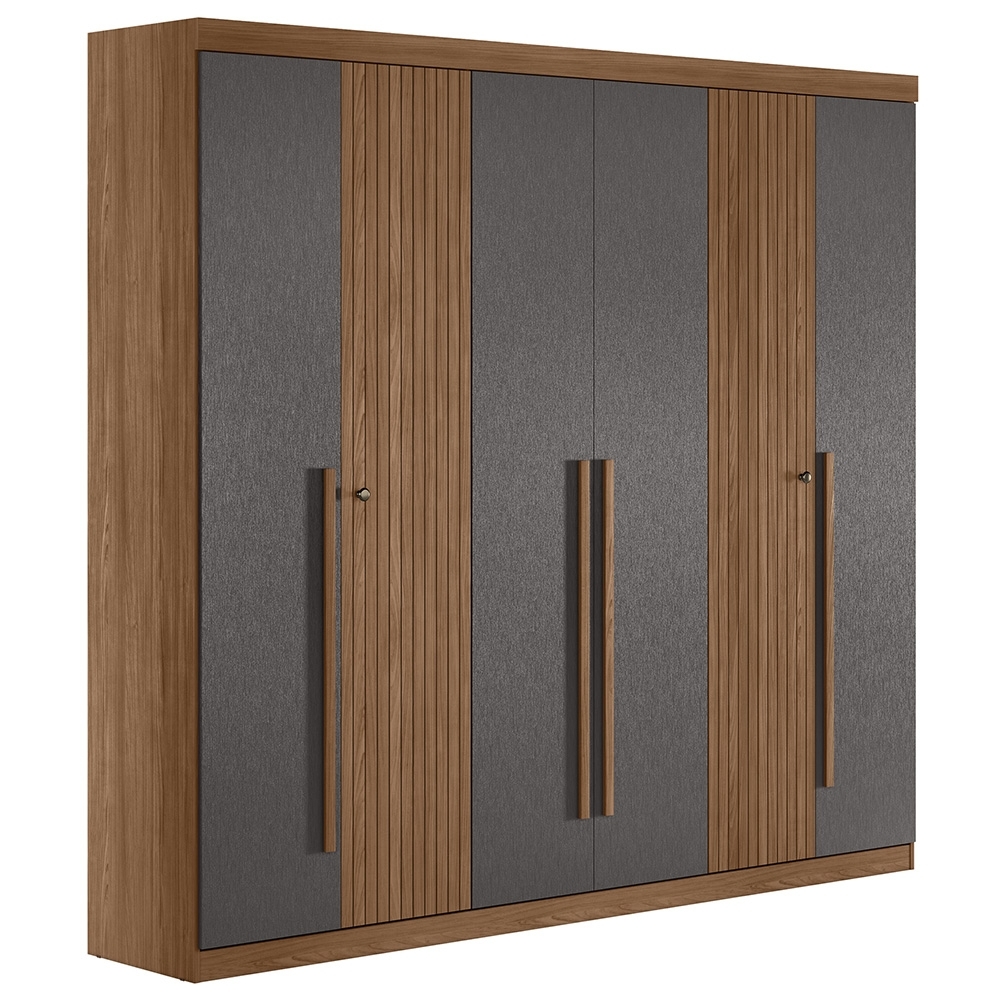 Guarda Roupa Casal 232cm 6 Portas 4 Gavetas Zain Jatobá/Grafite S01 - Mpozenato