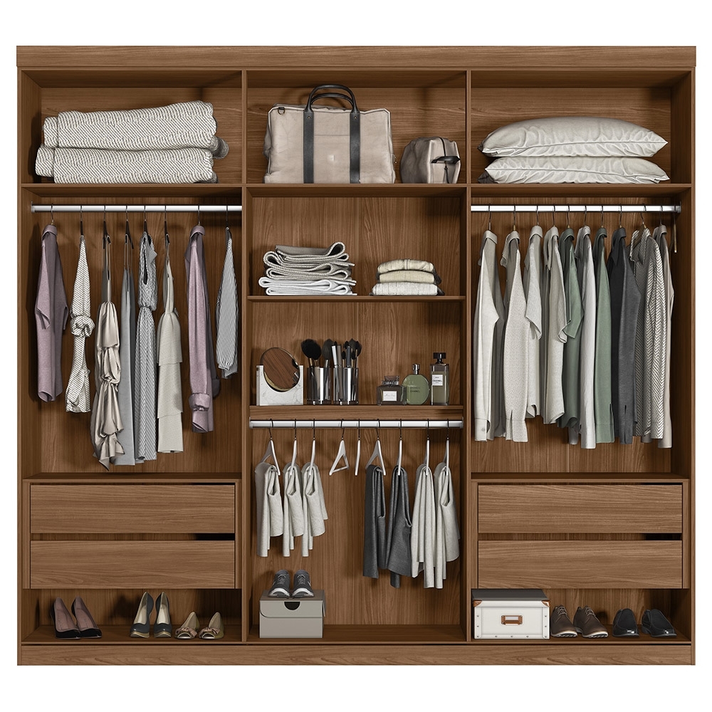 Guarda Roupa Casal 232cm 6 Portas 4 Gavetas Zain Jatobá/Grafite S01 - Mpozenato