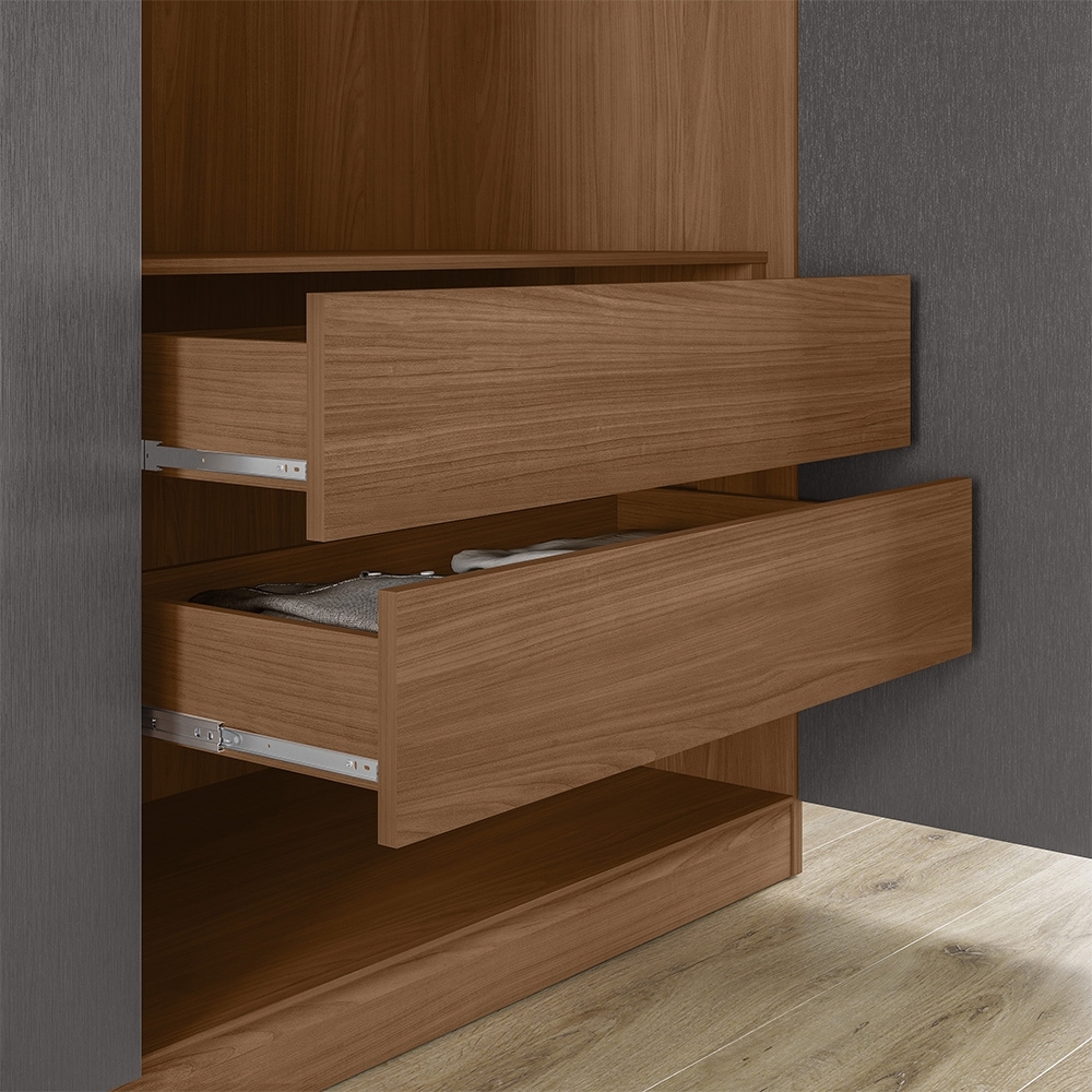 Guarda Roupa Casal 232cm 6 Portas 4 Gavetas Zain Jatobá/Grafite S01 - Mpozenato