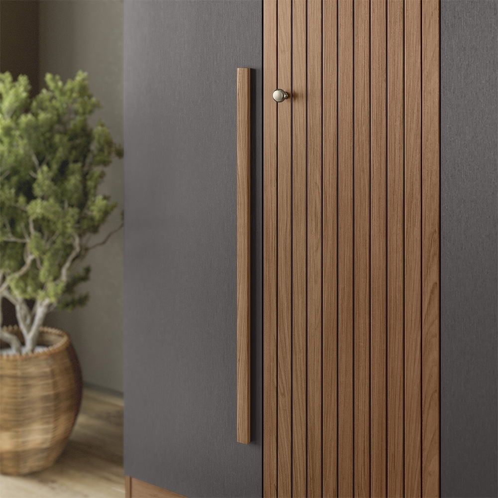 Guarda Roupa Casal 232cm 6 Portas 4 Gavetas Zain Jatobá/Grafite S01 - Mpozenato