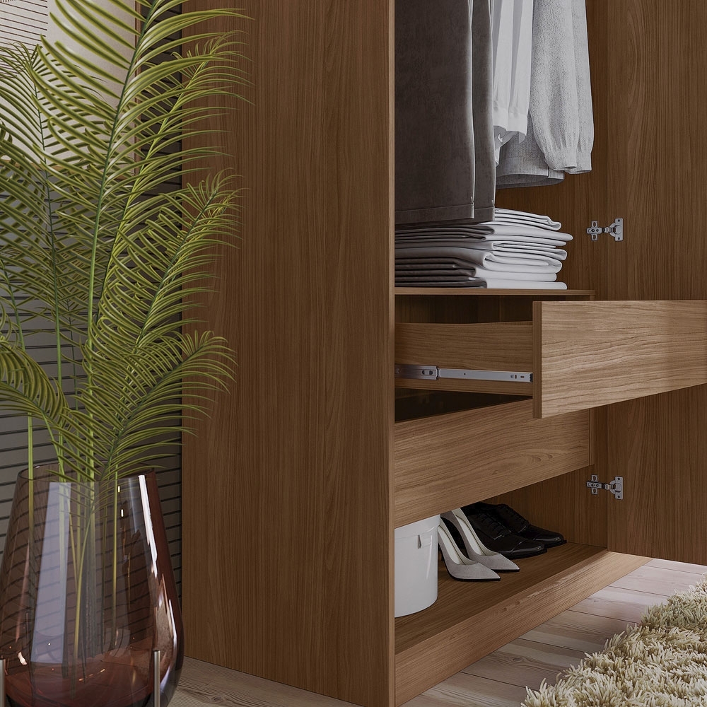 Guarda Roupa Solteiro 155cm 4 Portas 2 Gavetas Zain Jatobá S01 - Mpozenato