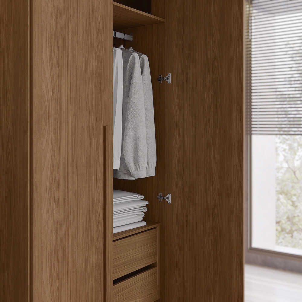 Guarda Roupa Solteiro 155cm 4 Portas 2 Gavetas Zain Jatobá S01 - Mpozenato
