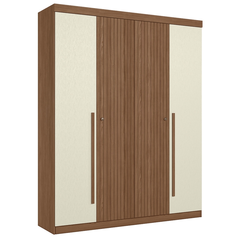 Guarda Roupa Solteiro 155cm 4 Portas 2 Gavetas Zain Jatobá/Areia S01 - Mpozenato