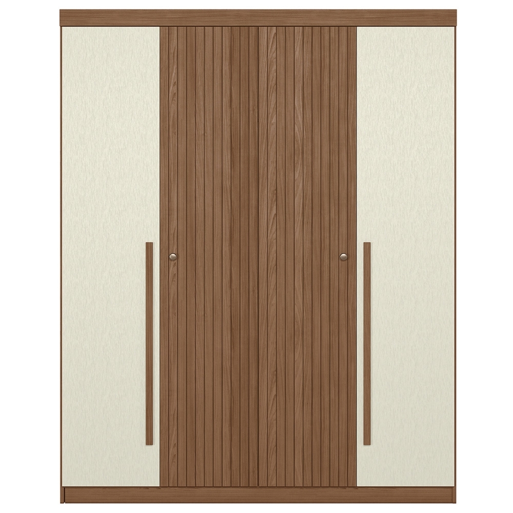 Guarda Roupa Solteiro 155cm 4 Portas 2 Gavetas Zain Jatobá/Areia S01 - Mpozenato