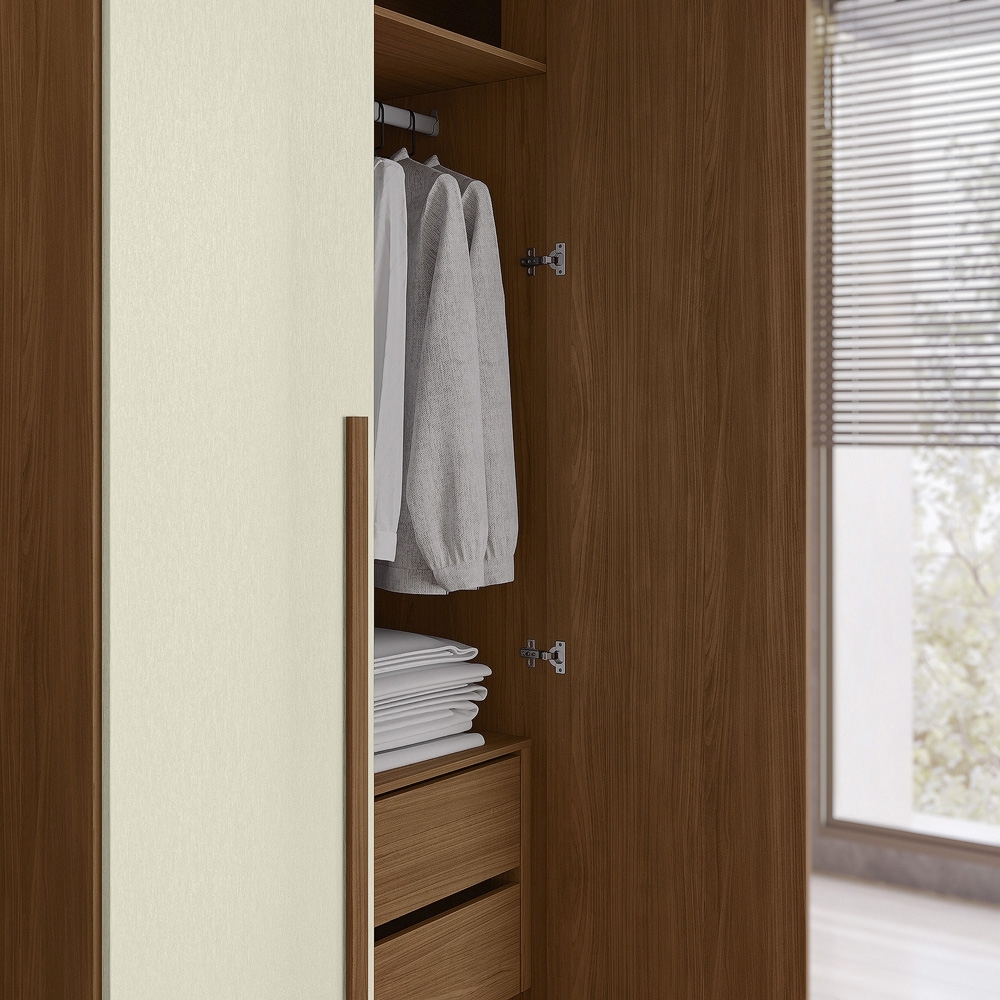Guarda Roupa Solteiro 155cm 4 Portas 2 Gavetas Zain Jatobá/Areia S01 - Mpozenato