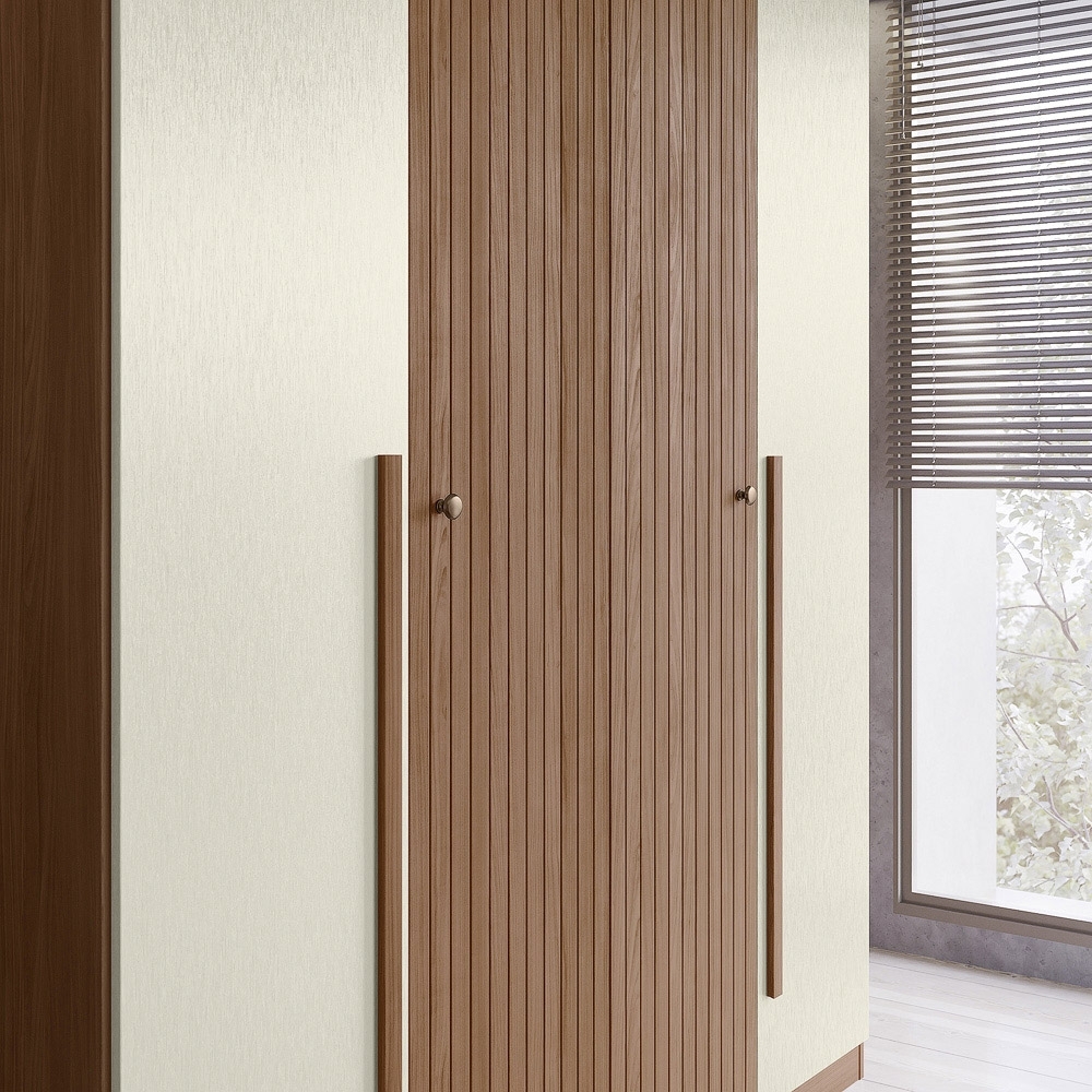 Guarda Roupa Solteiro 155cm 4 Portas 2 Gavetas Zain Jatobá/Areia S01 - Mpozenato