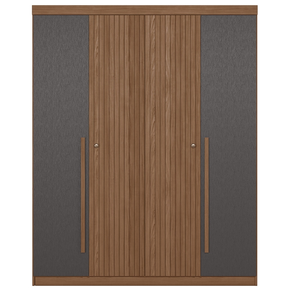 Guarda Roupa Solteiro 155cm 4 Portas 2 Gavetas Zain Jatobá/Grafite S01 - Mpozenato