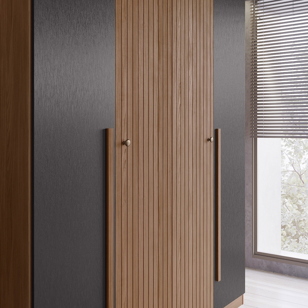 Guarda Roupa Solteiro 155cm 4 Portas 2 Gavetas Zain Jatobá/Grafite S01 - Mpozenato