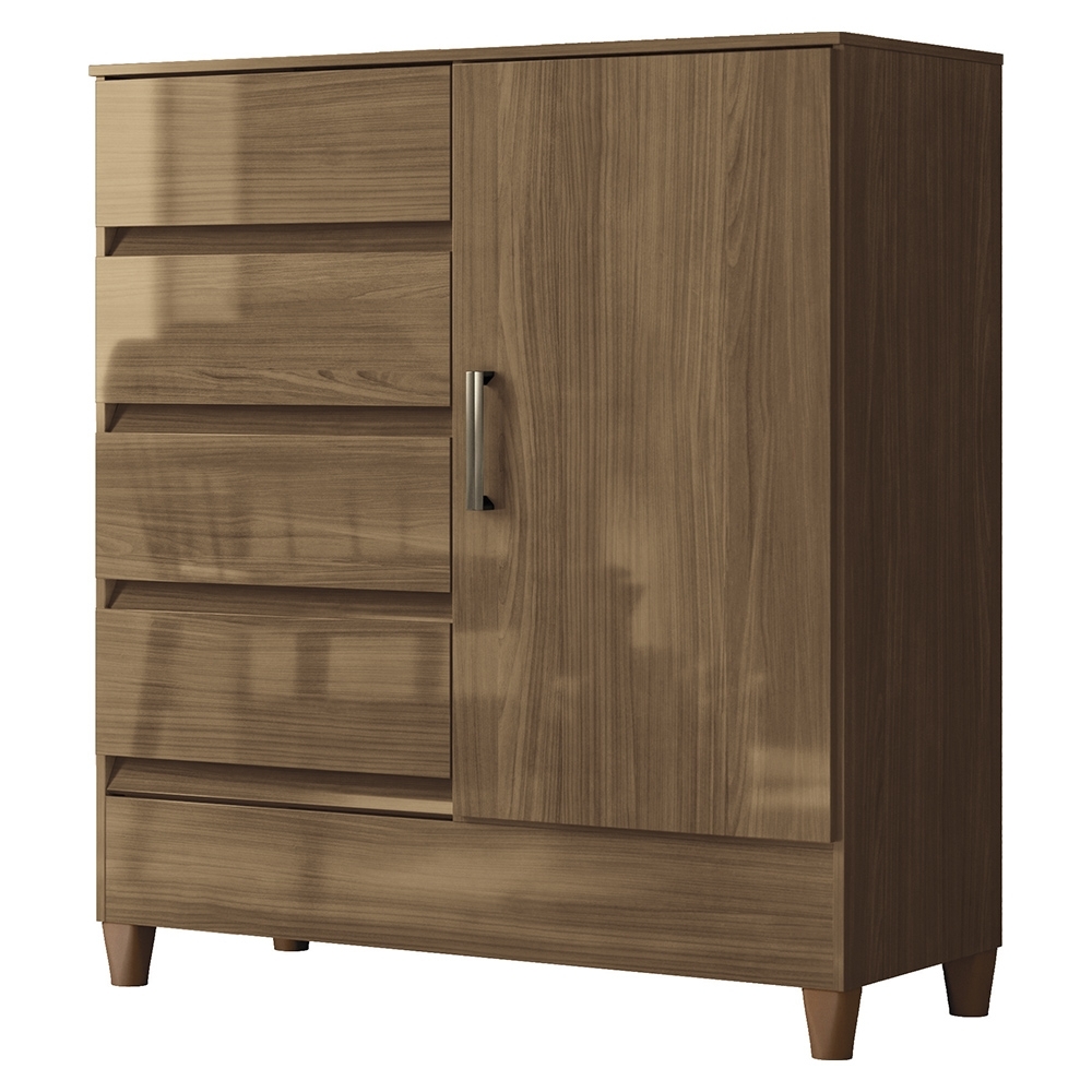 Cômoda Quarto 90cm 8 Gavetas 1 Porta Thales Jequitibá S01 - Mpozenato