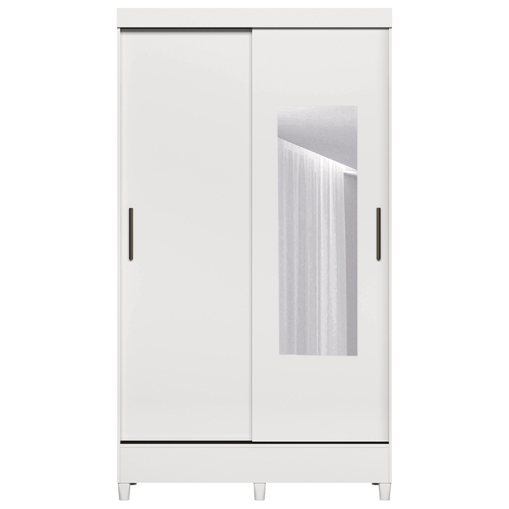 Guarda Roupa Solteiro 107cm 2 Portas Com Espelho Thales Branco S01 - Mpozenato
