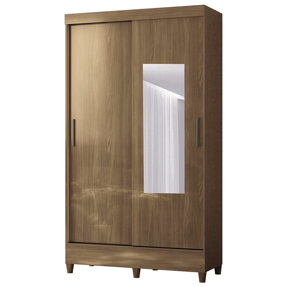 Guarda Roupa Solteiro 107cm 2 Portas Com Espelho Thales Jequitibá S01 - Mpozenato