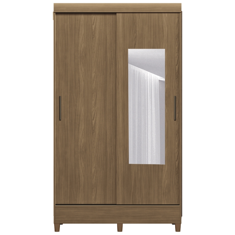 Guarda Roupa Solteiro 107cm 2 Portas Com Espelho Thales Jequitibá S01 - Mpozenato