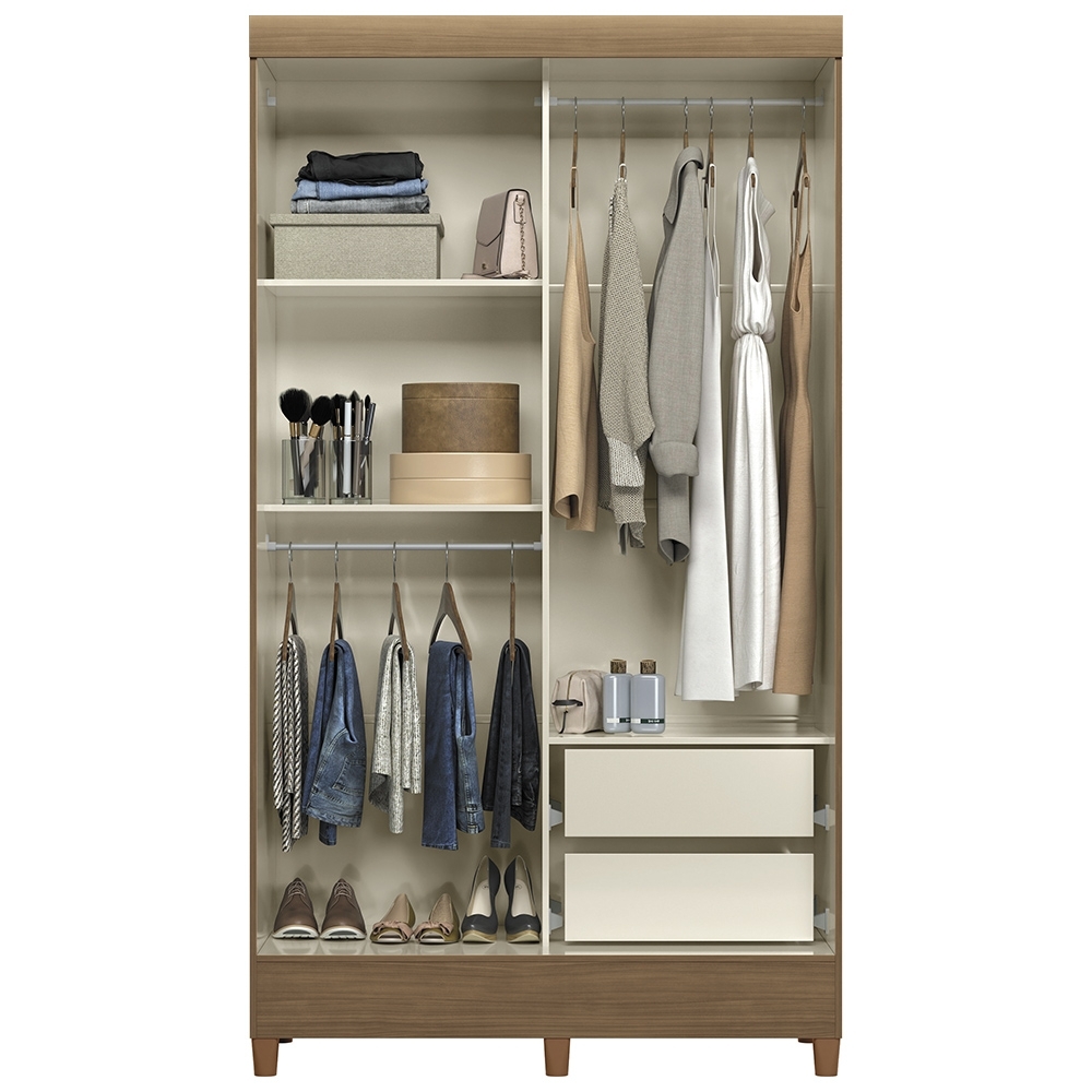 Guarda Roupa Solteiro 107cm 2 Portas Com Espelho Thales Jequitibá S01 - Mpozenato