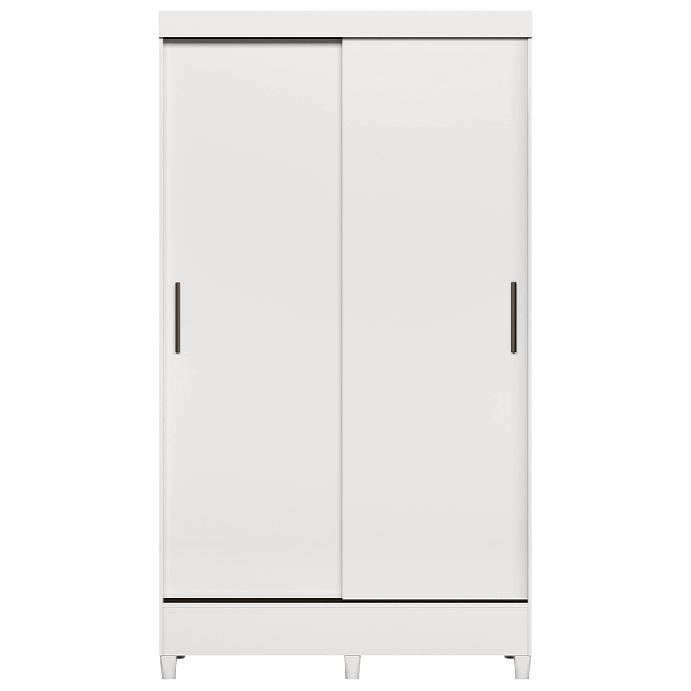  Guarda Roupa Solteiro 107cm 2 Portas Deslizante Thales Branco S01 - Mpozenato