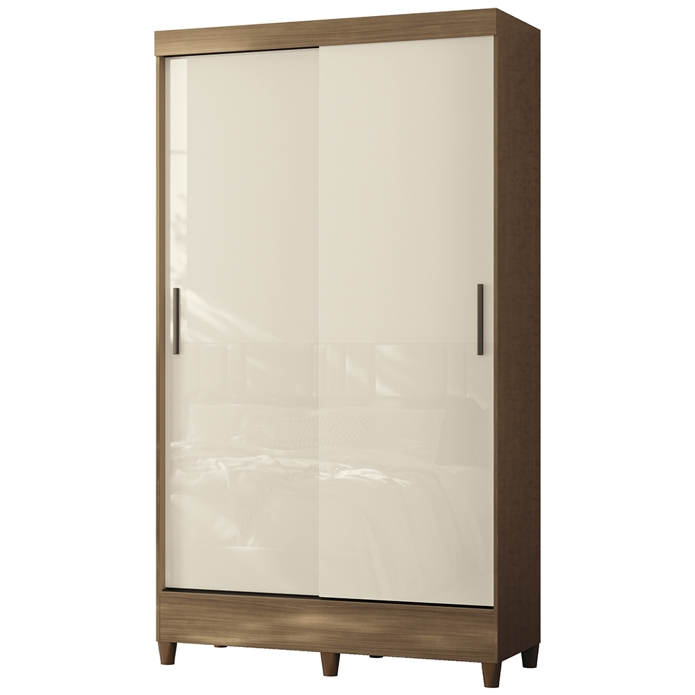 Guarda Roupa Solteiro 107cm 2 Portas Deslizante Thales Jequitibá/Off S01 - Mpozenato