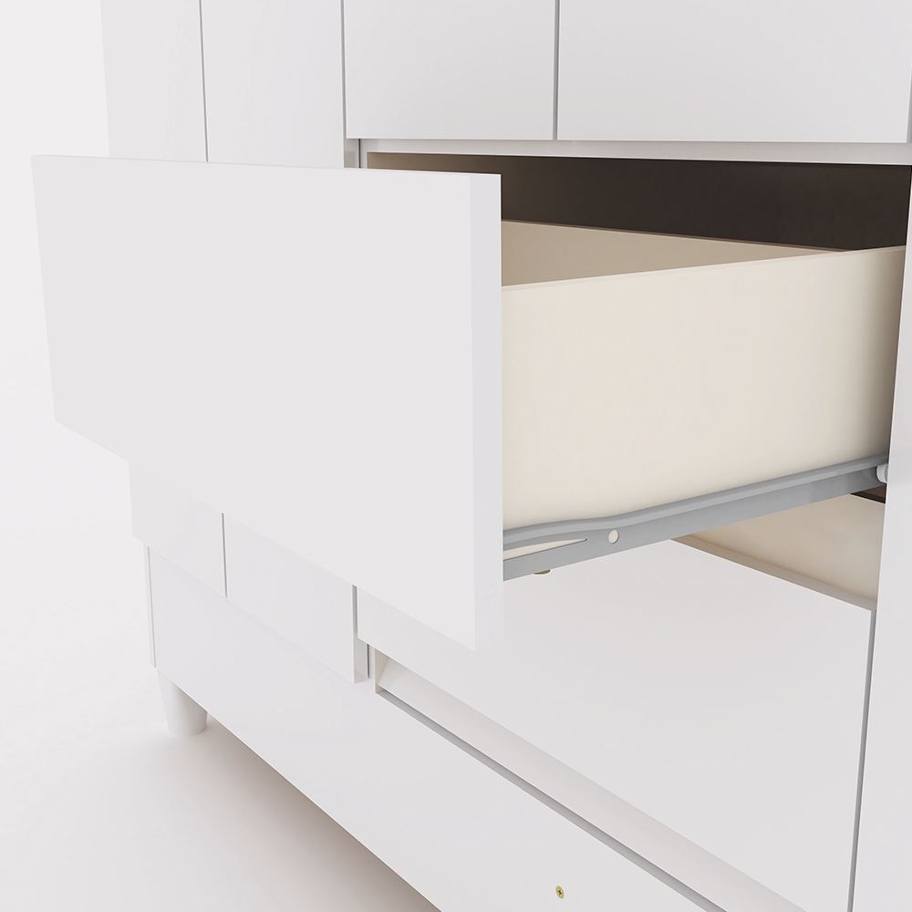 Guarda Roupa Solteiro 70cm 3 Portas 2 Gavetas Thales Branco S01 - Mpozenato